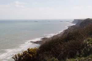 A view of Mulberry Harbour from a distance